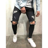 2018 new fashion Men Jeans Stretch Destroyed Ripped Design Fashion Jade