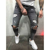 2018 new fashion Men Jeans Stretch Destroyed Ripped Design Fashion Jade