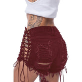 Bandage Shorts Womens Cotton Shorts Summer Pants Fashion Sexy Jeans Blue Charlie