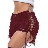 Bandage Shorts Womens Cotton Shorts Summer Pants Fashion Sexy Jeans Blue Charlie