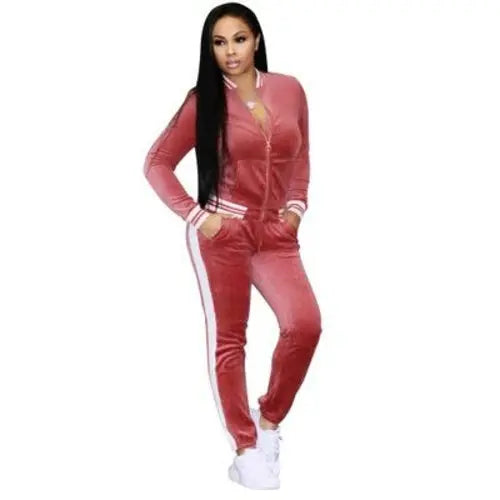 Large Size Women Sport Wear Stand Collar Tracksuits Sexy Women Casual Blue Charlie