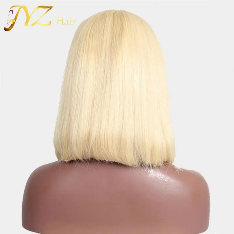 613 Blonde Short Bob Wigs Lace Front Human Hair Wigs Soft Pre Plucked Blue Charlie