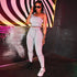 Striped Patchwork Sporty Matching Set Women Fashion One Shoulder Crop Blue Charlie
