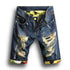 Shorts en jean pour homme décontractés avec trous, coupe droite et longueur genou, style estival mode