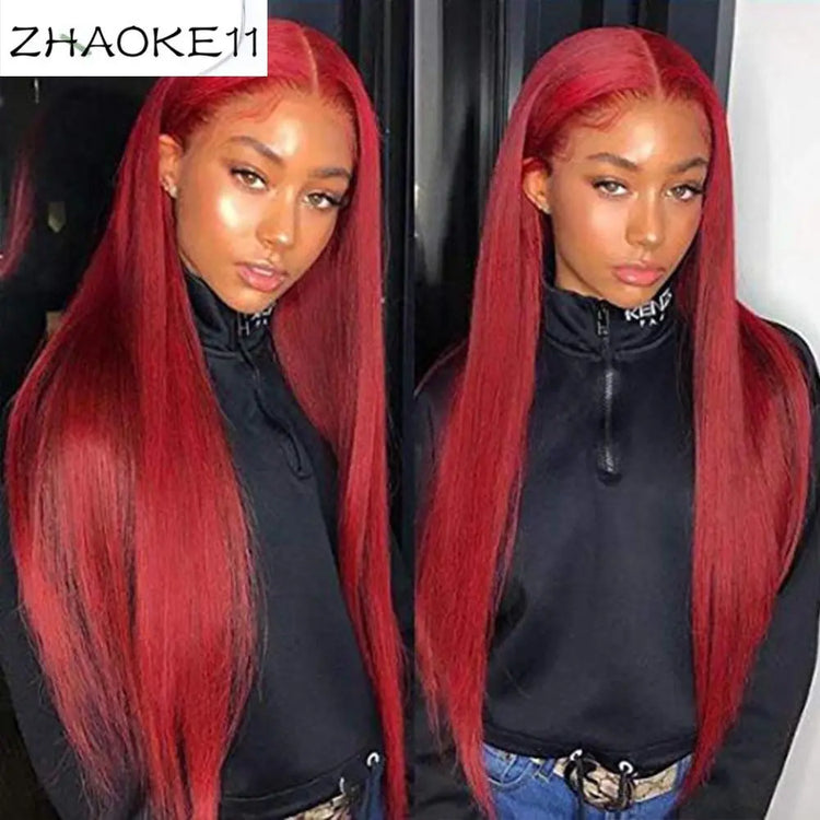 Red Lace Front Human Hair Wigs Red Human Hair Wig 99J 360 Lace Frontal Blue Charlie
