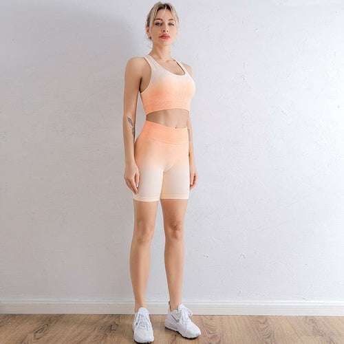 Sports Set Women Gradient Fitness Yoga Tracksuit Gym Jogging – Women&