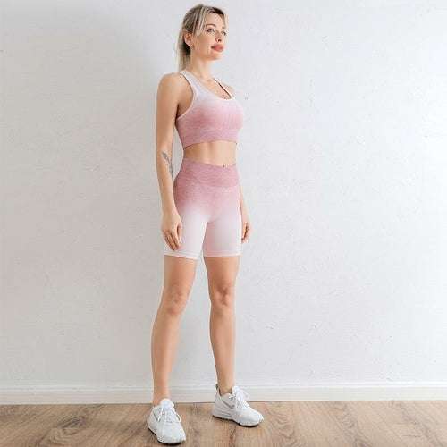 Sports Set Women Gradient Fitness Yoga Tracksuit Gym Jogging – Women&