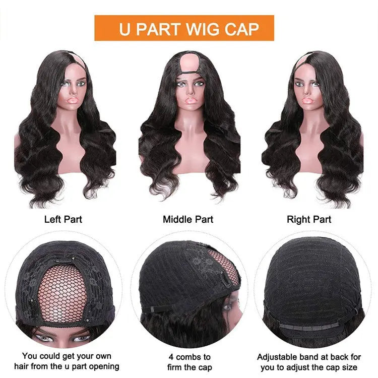 U Part Wig Body Wave Human Hair Wigs For Black Women Brazilian Remy Ha Cerise Alfie