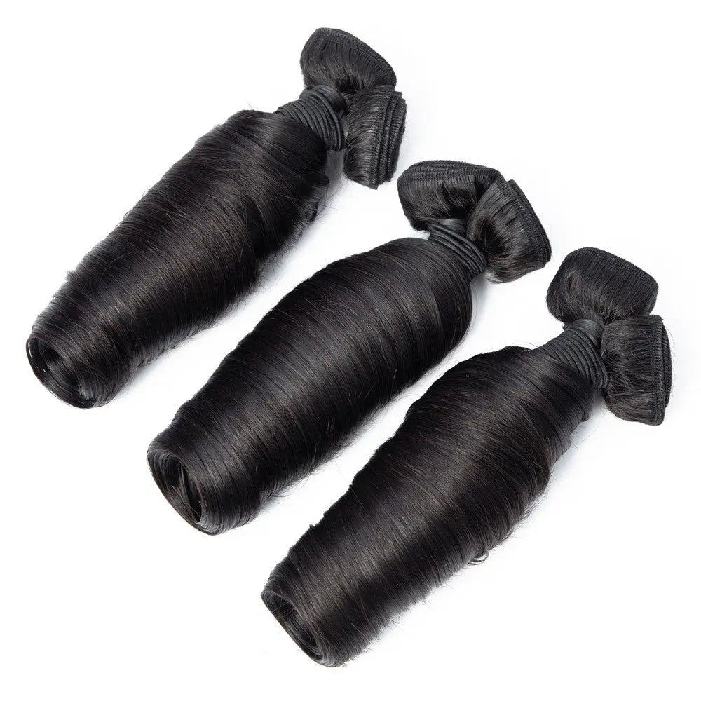10A Grade 3/4 Straight Bouncy Curl Fumi Human Hair bundles with 4x4 Cl Cerise Alfie