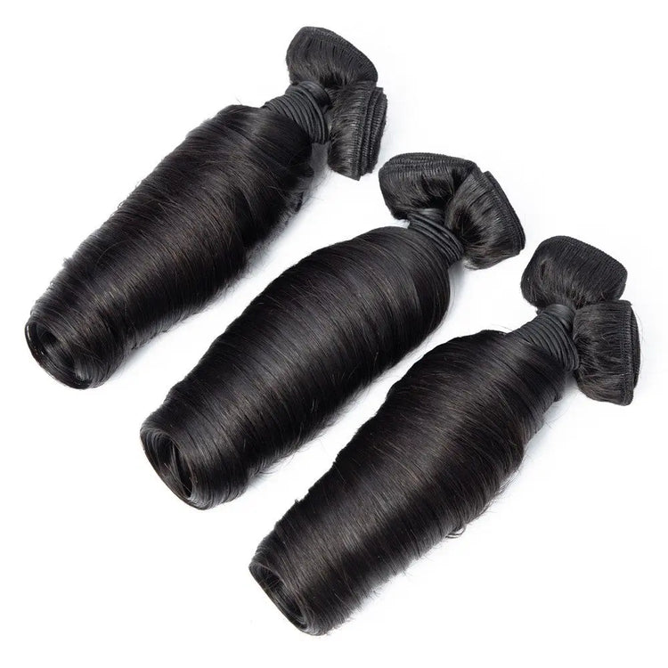 10A Grade 3/4 Straight Bouncy Curl Fumi Human Hair bundles with 4x4 Cl Cerise Alfie