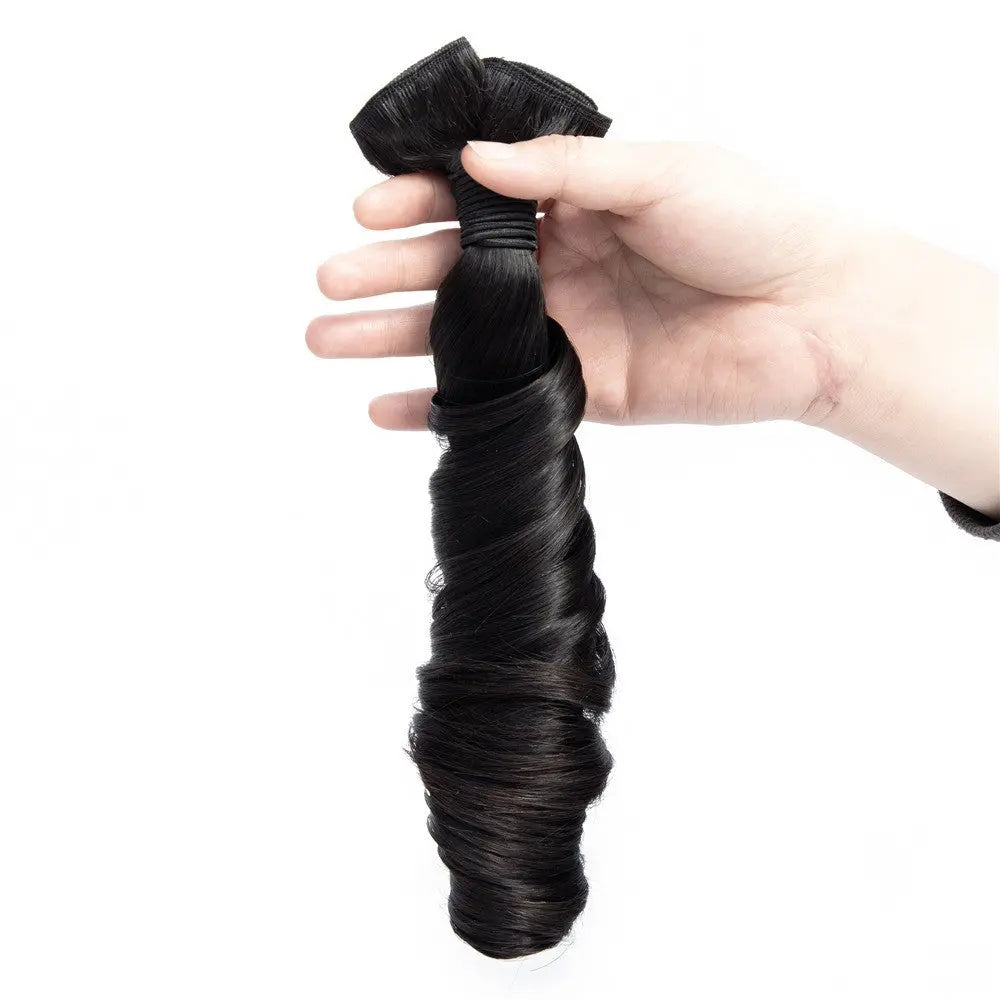 10A Grade 3/4 Straight Bouncy Curl Fumi Human Hair bundles with 4x4 Cl Cerise Alfie