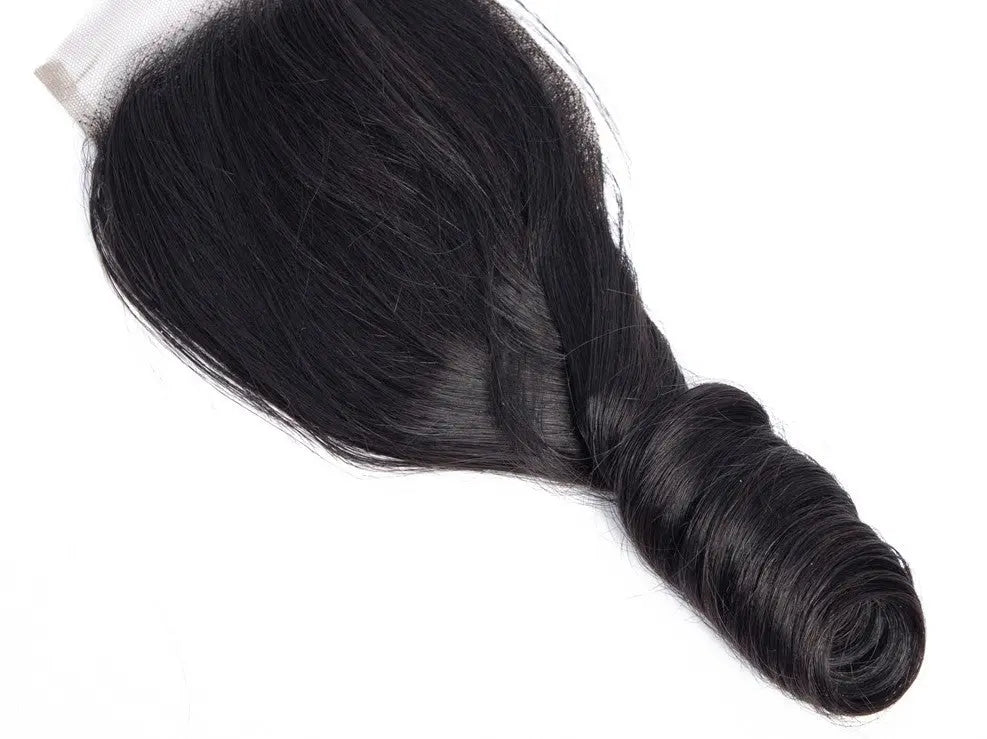10A Grade 3/4 Straight Bouncy Curl Fumi Human Hair bundles with 4x4 Cl Cerise Alfie