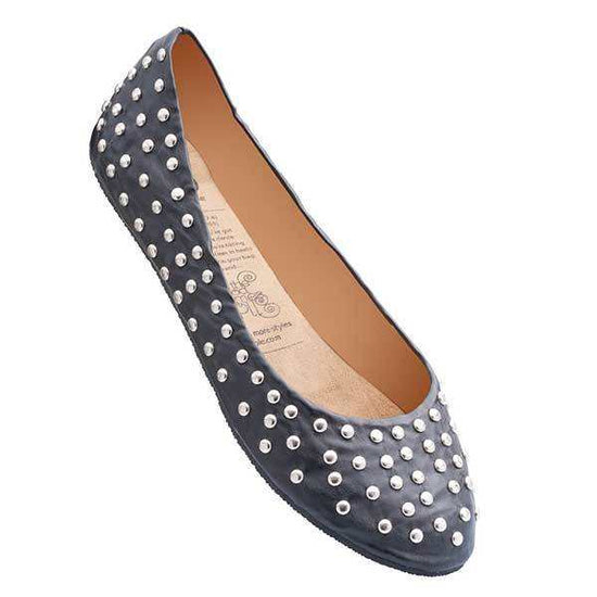 Chaussures Rock & Rollasole noires cloutées deluxe pliables avec sac à talon, confort et style élégant