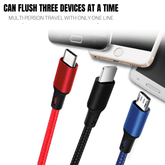 3-in-1 Nylon Braided 4FT 3A Charging Cable (8Pin, Type-C, Micro USB) Fuchsia Electra
