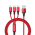 3-in-1 Nylon Braided 4FT 3A Charging Cable (8Pin, Type-C, Micro USB) Fuchsia Electra