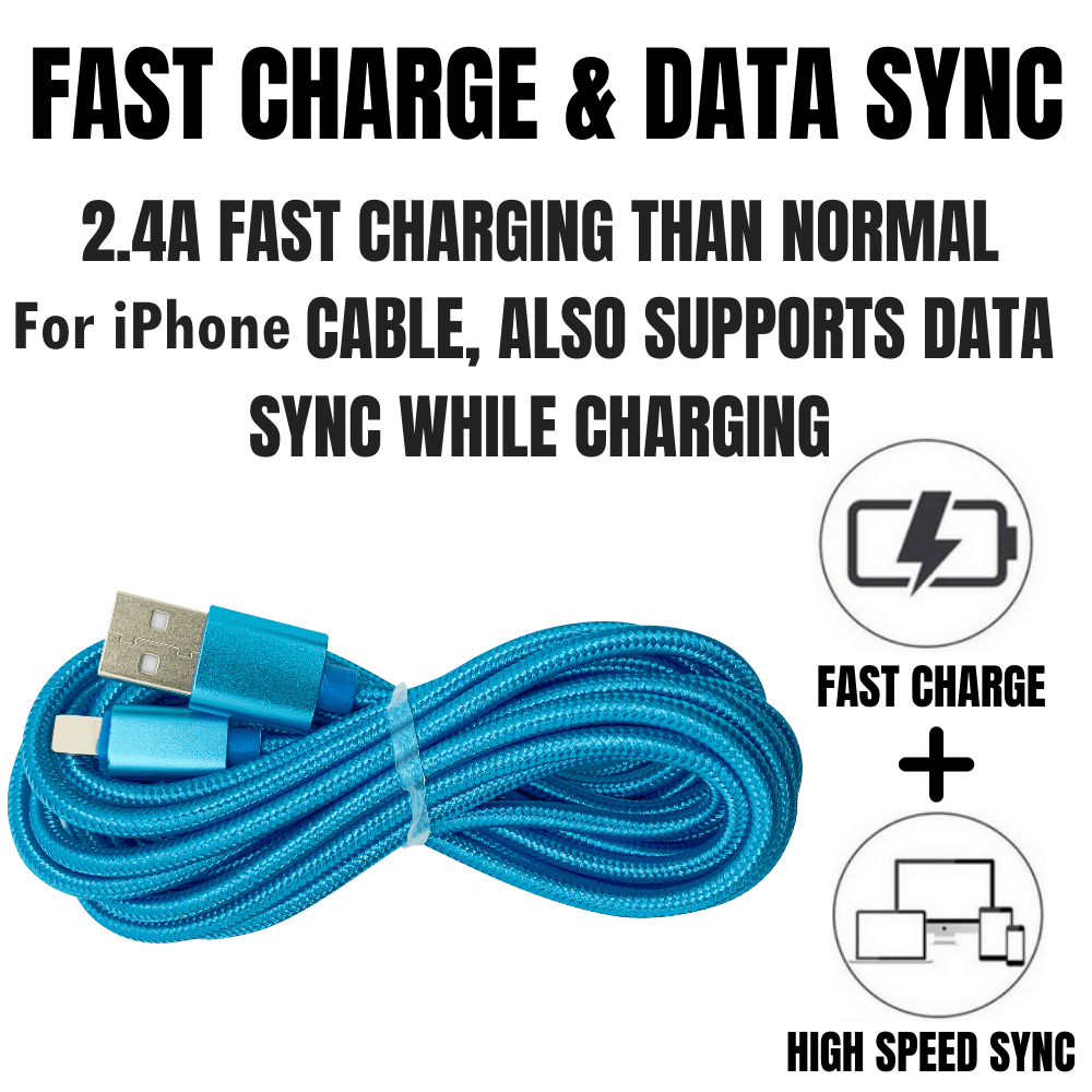 2 Pack 10FT XL Charger Compatible for Iphone Cable Nylon Woven Zebra Fuchsia Electra