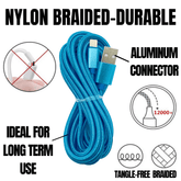 2 Pack 10FT XL Charger Compatible for Iphone Cable Nylon Woven Zebra Fuchsia Electra