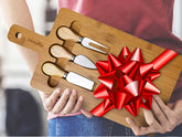 Bamboo Cheese Board and Knife Set - 12x8 inch Charcuterie Board with Jade Danae