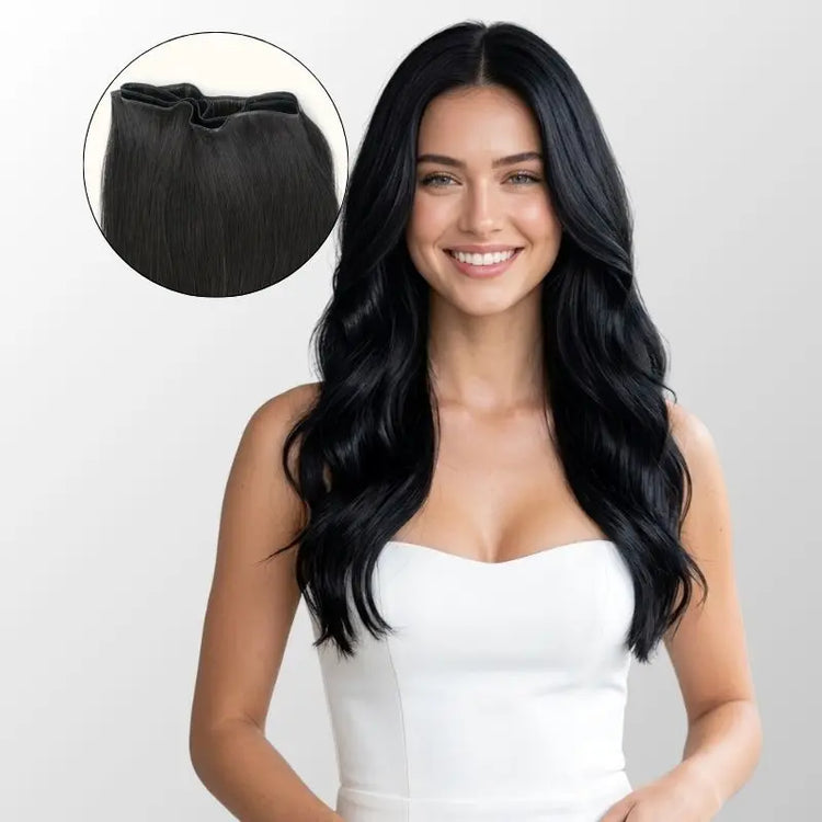 Jet Black (1) Genius Weft Hair Extensions (50g - 100g) Ivory Blackhaw