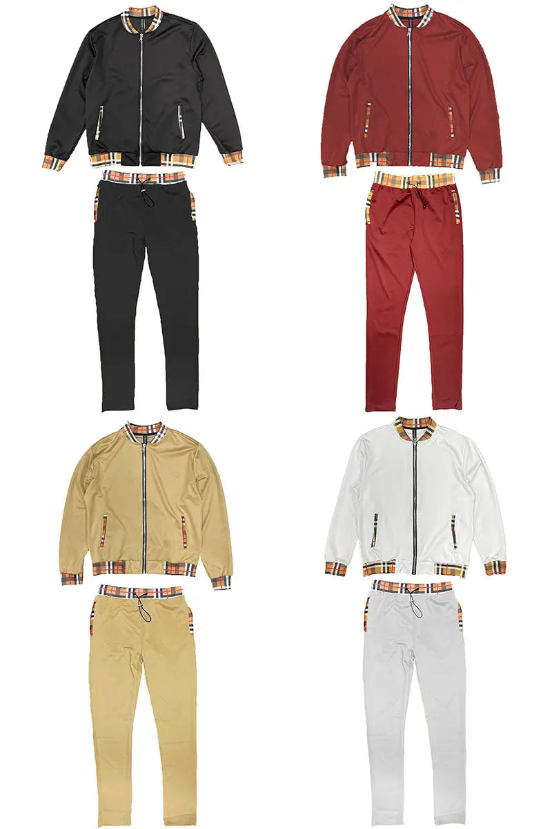 Checkered Detail Track Jacket Set Lime Milo