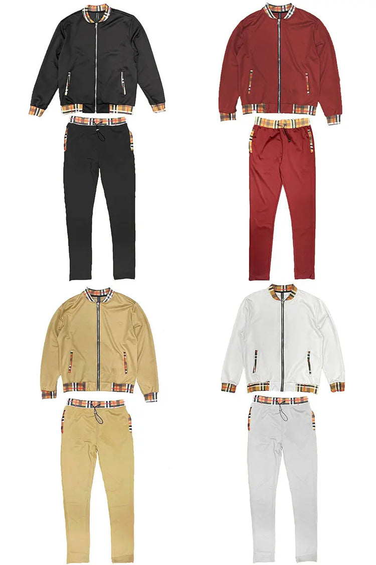 Checkered Detail Track Jacket Set Lime Milo