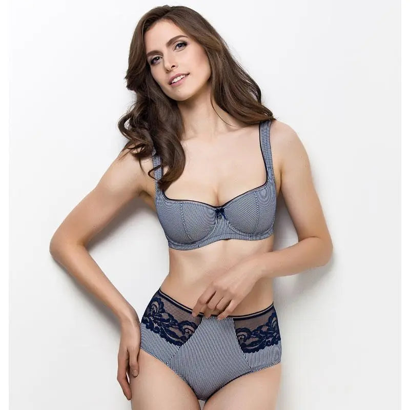 Lightly Padded Balcony Bra Lauma Navy Lime Lucy