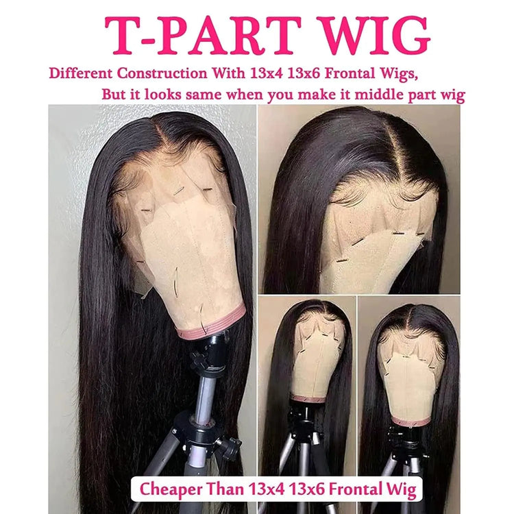 Transparent 13x1x6 Straight 13x4x1 T part Lace Frontal Human Hair Wigs Cerise Alfie