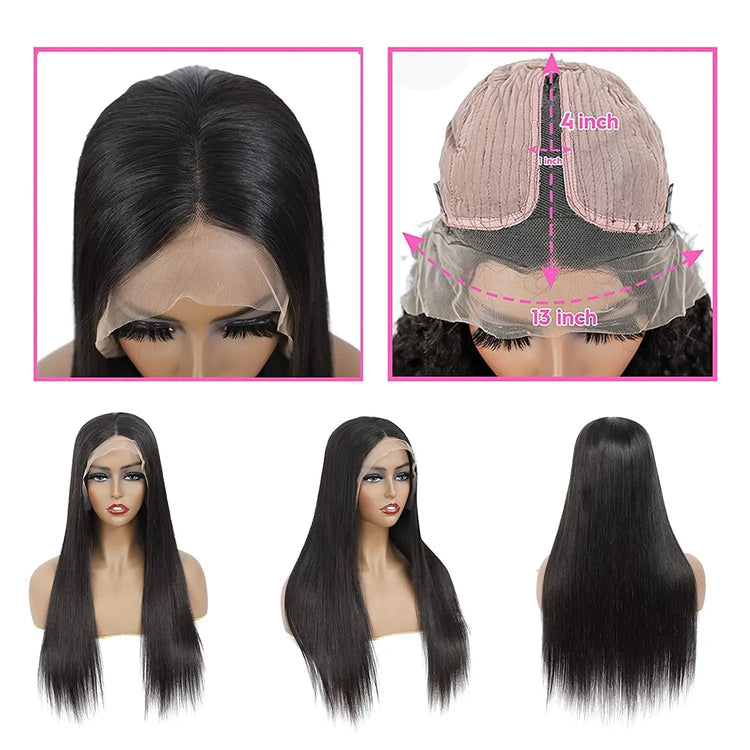 Transparent 13x1x6 Straight 13x4x1 T part Lace Frontal Human Hair Wigs Cerise Alfie