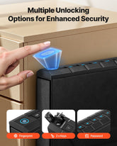 Gun Safe, Slider Handgun Gun Safe with Fingerprint/Password/Key, 3-Way Sapphire Castor