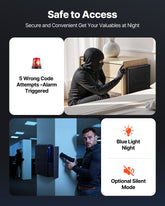 Gun Safe, Slider Handgun Gun Safe with Fingerprint/Password/Key, 3-Way Sapphire Castor
