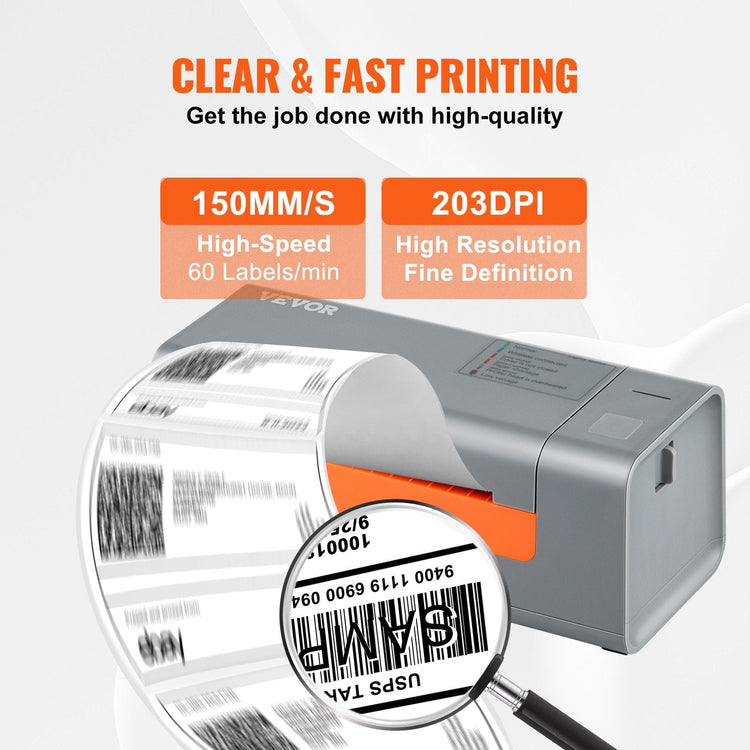 Thermal Label Printer, 203DPI 60pcs/min for 4x6 Mailing Packages, USB Sapphire Castor