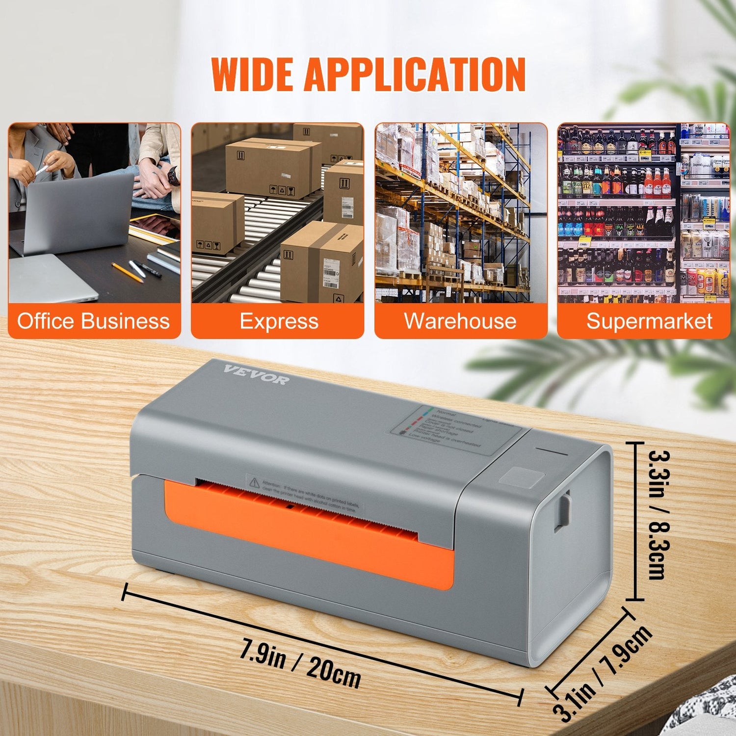 Thermal Label Printer, 203DPI 60pcs/min for 4x6 Mailing Packages, USB Sapphire Castor