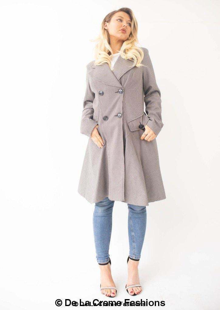 Vanessa Dogtooth Fit and Flare Mac Coat Rose Eleusis