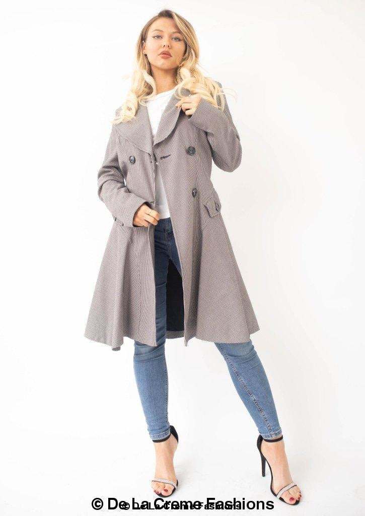 Vanessa Dogtooth Fit and Flare Mac Coat Rose Eleusis