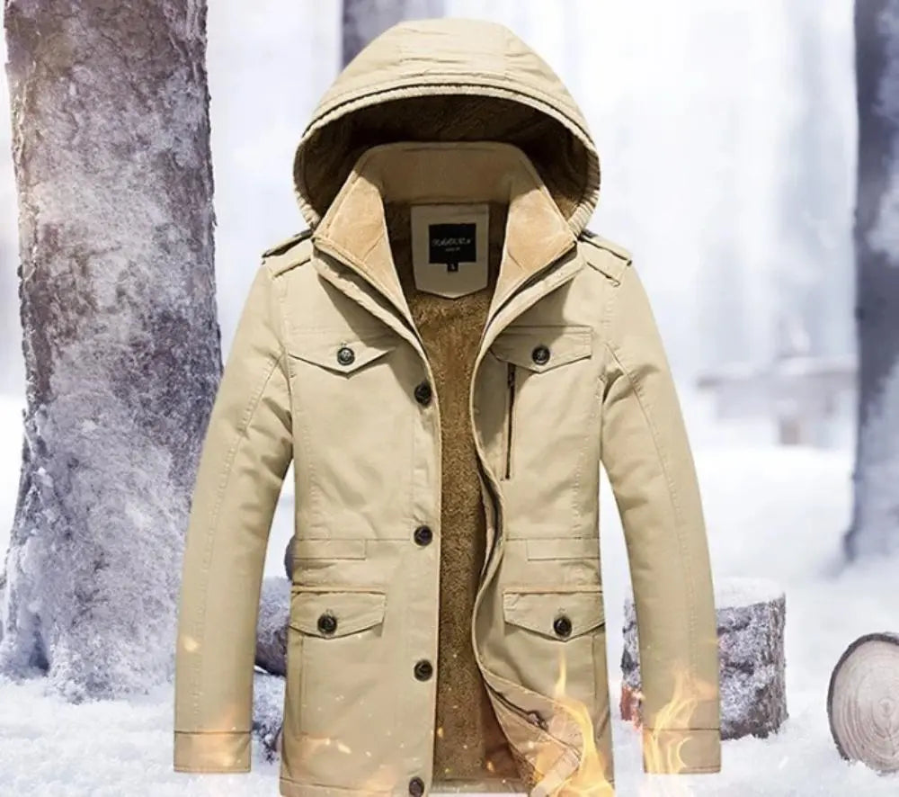 Mens Hooded Military Style Coat Yellow Pandora