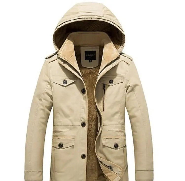 Mens Hooded Military Style Coat Yellow Pandora