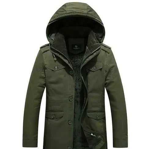 Mens Hooded Military Style Coat Yellow Pandora