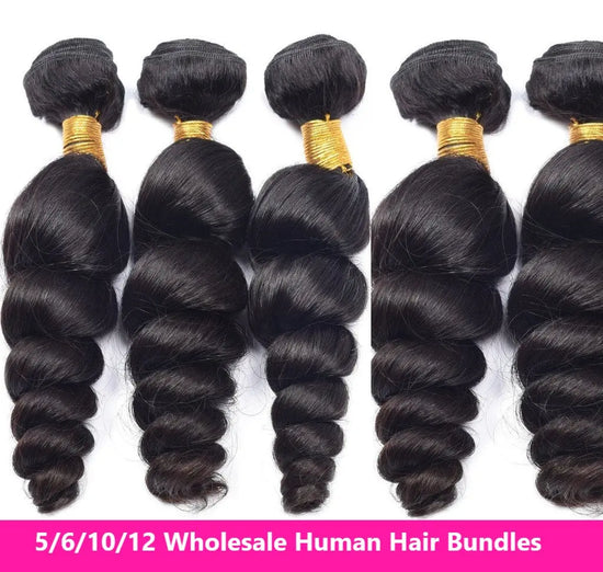 Wholesale Brazilian Loose Wave 5/6/10/12 Bundles 10A Grade Human Hair Cerise Alfie