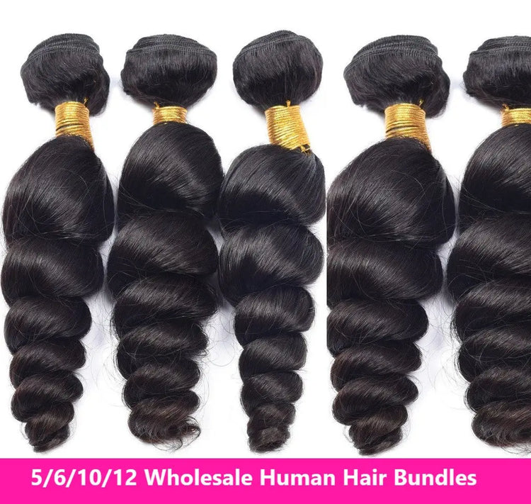 Wholesale Brazilian Loose Wave 5/6/10/12 Bundles 10A Grade Human Hair Cerise Alfie
