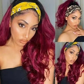 Burgundy Headband Body Wave Human Hair Wig 