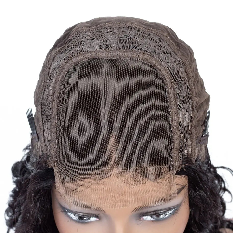 180% Density Jerry Curl 4x4 Short Bob 13x4 Lace Front Human Hair Wig Cerise Alfie