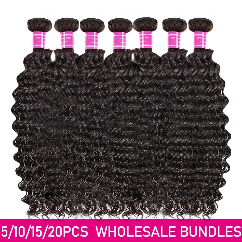 Wholesale Peruvian Deep Wave 5/6/10/12 Bundles 10A Grade Human Hair Bu Cerise Alfie