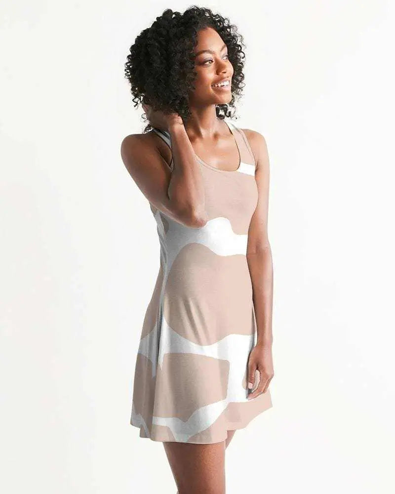 Womens Dress - Peach and White Harmony Style Racerback Dress Grey Coco