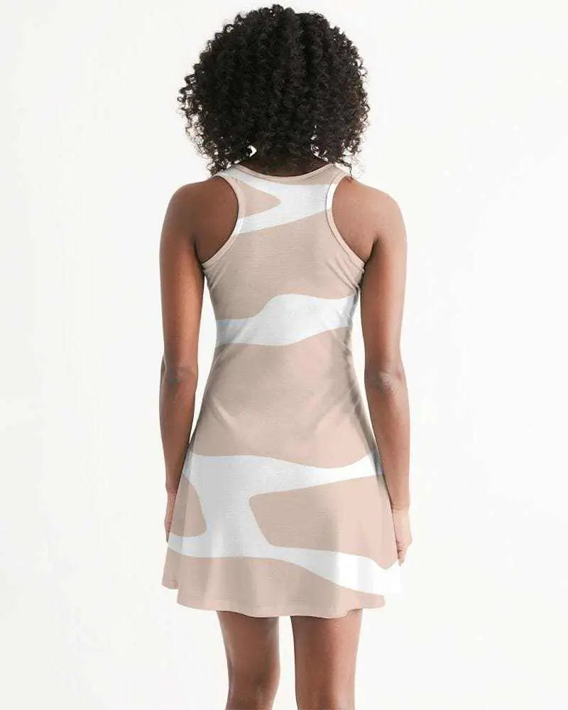 Womens Dress - Peach and White Harmony Style Racerback Dress Grey Coco