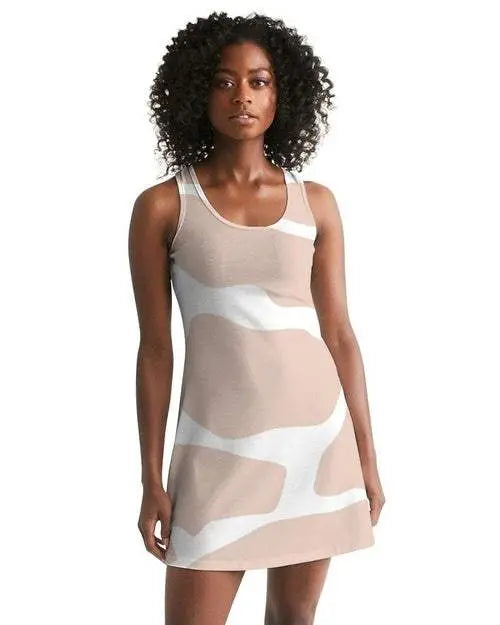 Womens Dress - Peach and White Harmony Style Racerback Dress Grey Coco
