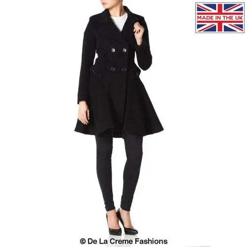 Wool Blend Fit And Flare Double Breasted Skater Coat (1102) Rose Eleusis