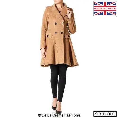Wool Blend Fit And Flare Double Breasted Skater Coat (1102) Rose Eleusis