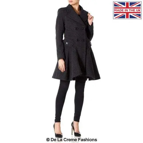 Wool Blend Fit And Flare Double Breasted Skater Coat (1102) Rose Eleusis