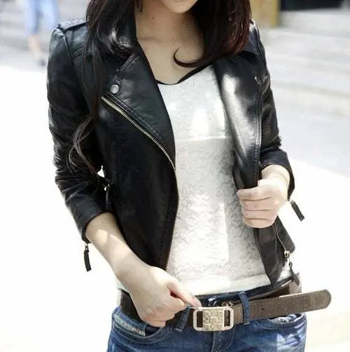Womens Cropped Vegan Leather Jacket Yellow Pandora